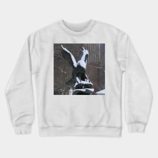 Snowy Winter Eagle Statue in NYC Crewneck Sweatshirt